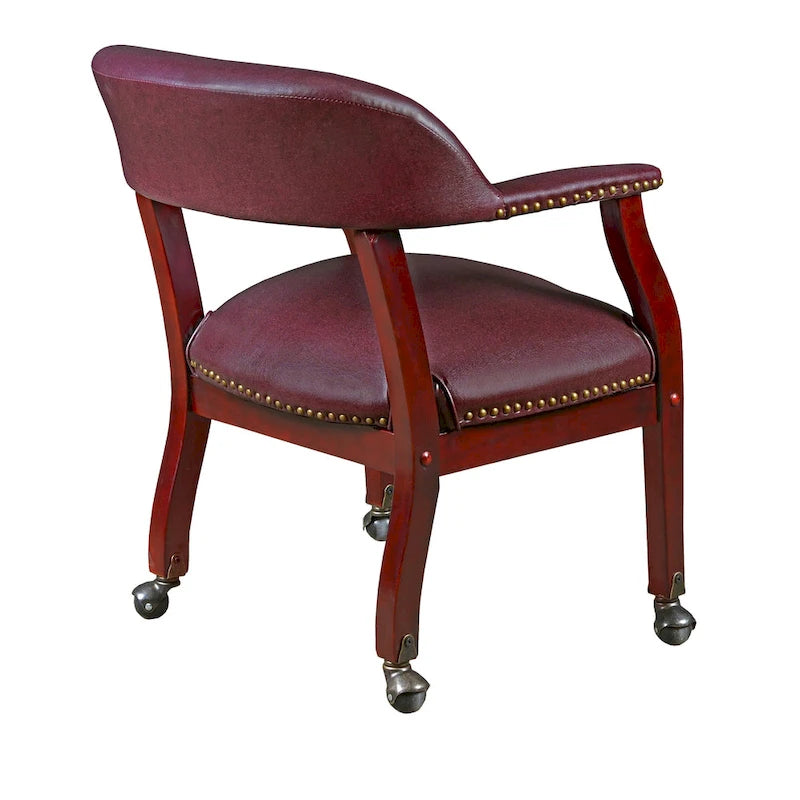 Captain Chair with Casters - Burgundy
