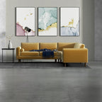 L-Shaped Corner Sectional Sofa with Chaise in Gold Velvet