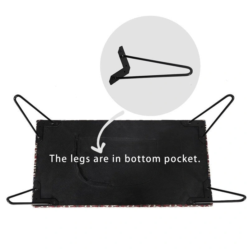 Rectangular Bench Ottoman with Fabric Seat and Metal Legs