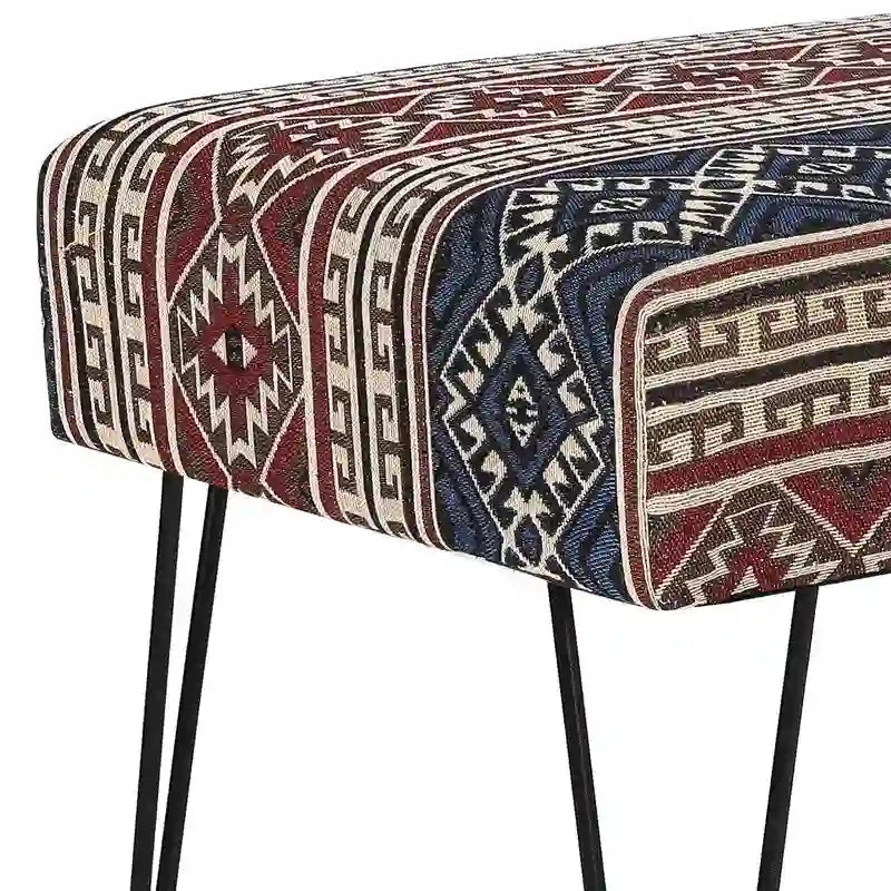 Rectangular Bench Ottoman with Fabric Seat and Metal Legs
