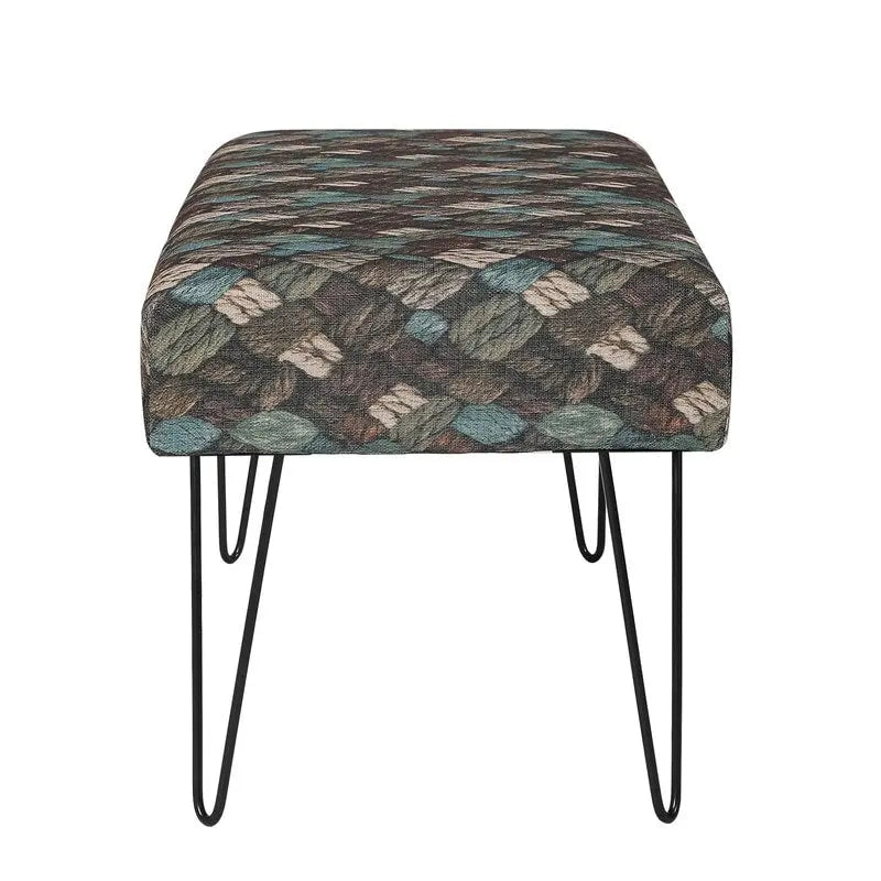 Rectangular Bench Ottoman with Fabric Seat and Metal Legs