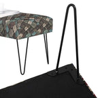Rectangular Bench Ottoman with Fabric Seat and Metal Legs