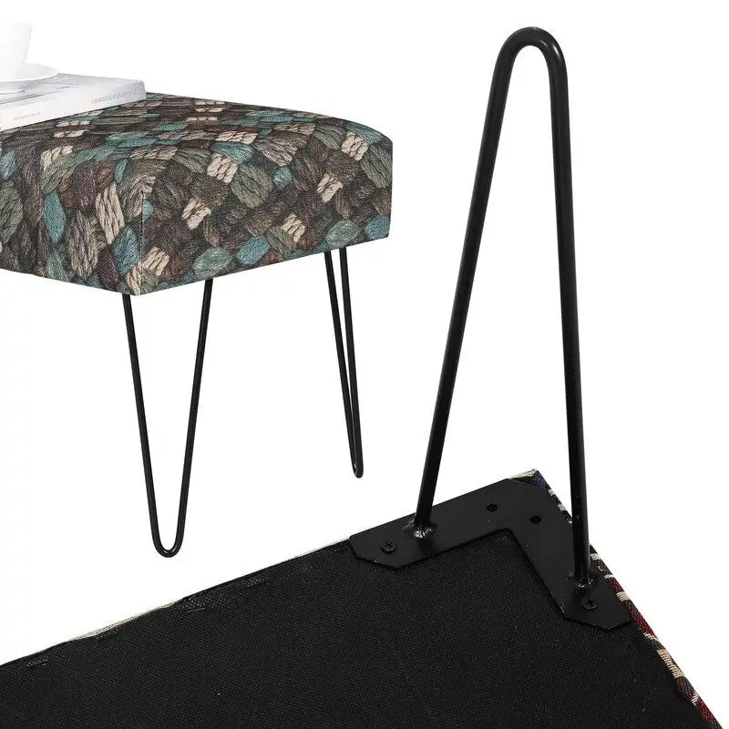 Rectangular Bench Ottoman with Fabric Seat and Metal Legs