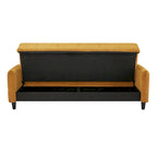 79-Inch Mustard Fabric Sofa Bed with Biscuit Tufting