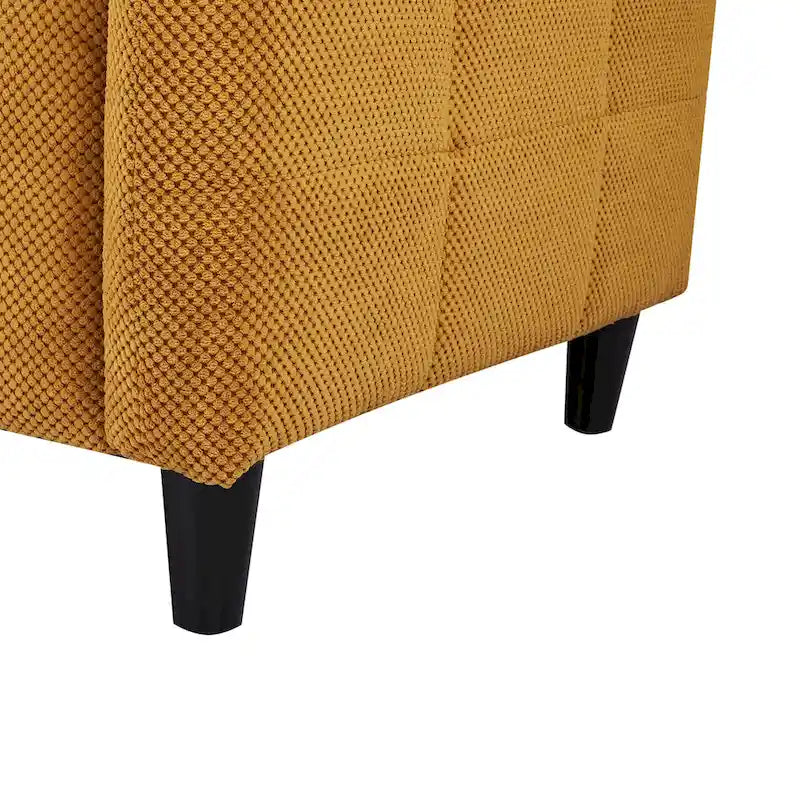 79-Inch Mustard Fabric Sofa Bed with Biscuit Tufting