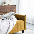 79-Inch Mustard Fabric Sofa Bed with Biscuit Tufting