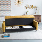 79-Inch Mustard Fabric Sofa Bed with Biscuit Tufting