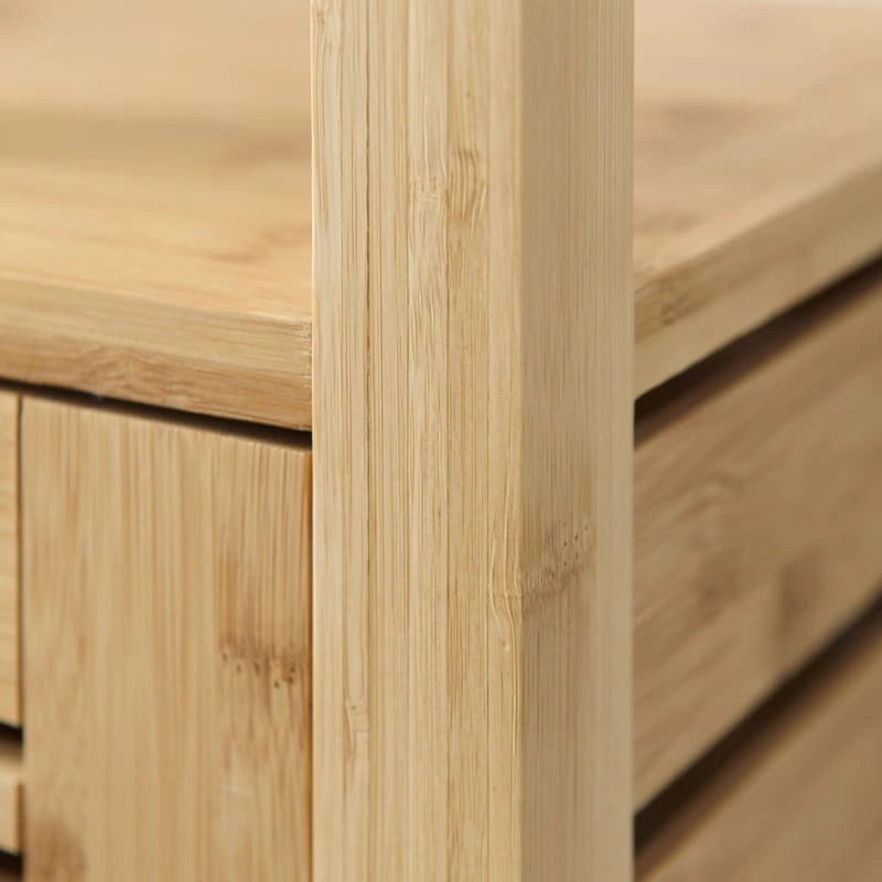 Bamboo Bathroom Storage Cabinet with Open and Closed Shelves