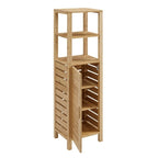 Bamboo Bathroom Storage Cabinet with Open and Closed Shelves