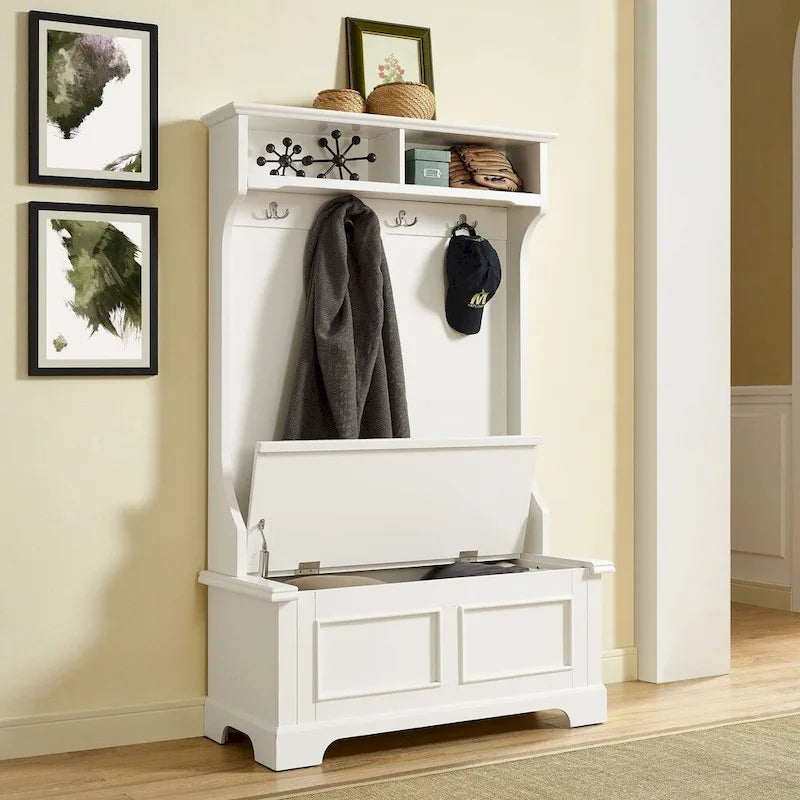 Classic White Wooden Hall Tree