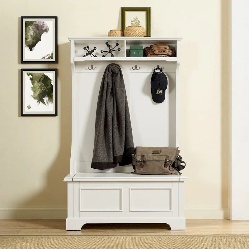 Classic White Wooden Hall Tree