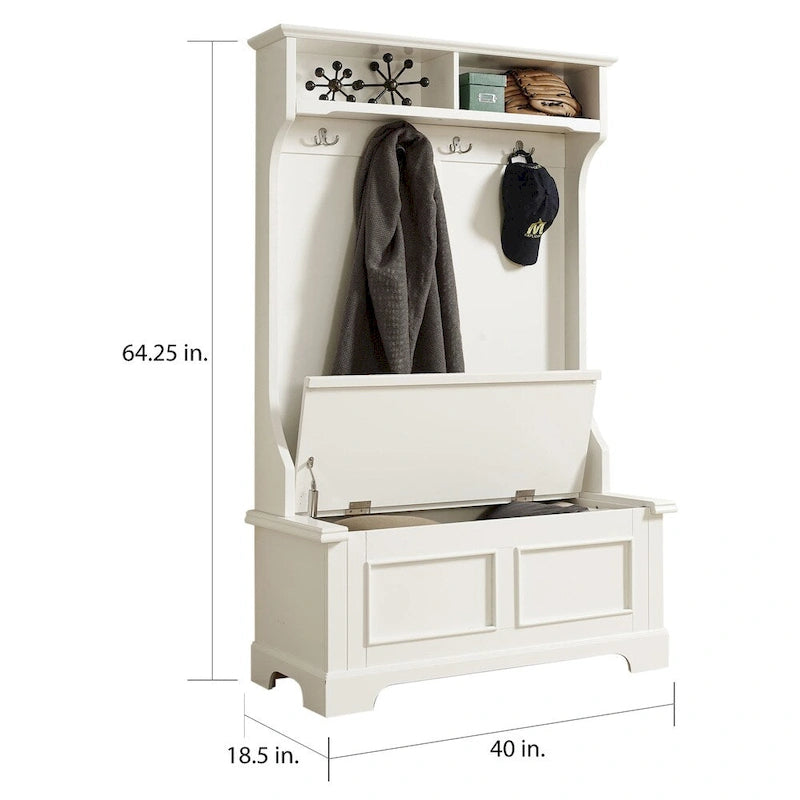Classic White Wooden Hall Tree