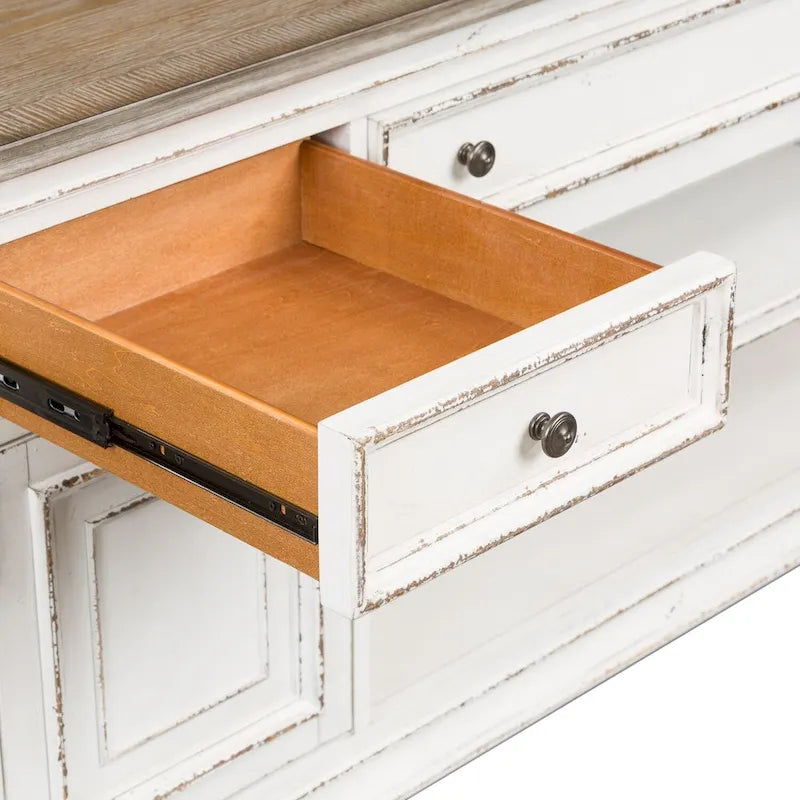 Antique White Entertainment TV Stand - 73 Wide