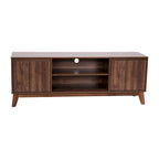Mid-Century Modern TV Stand with Storage Cabinets and Adjustable Shelf