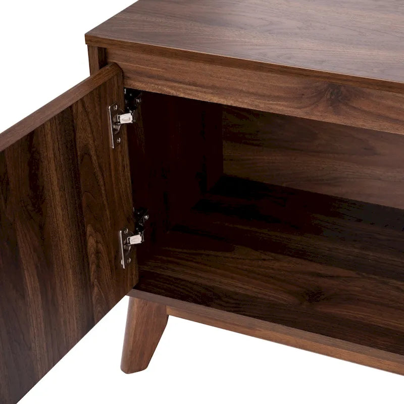 Mid-Century Modern TV Stand with Storage Cabinets and Adjustable Shelf