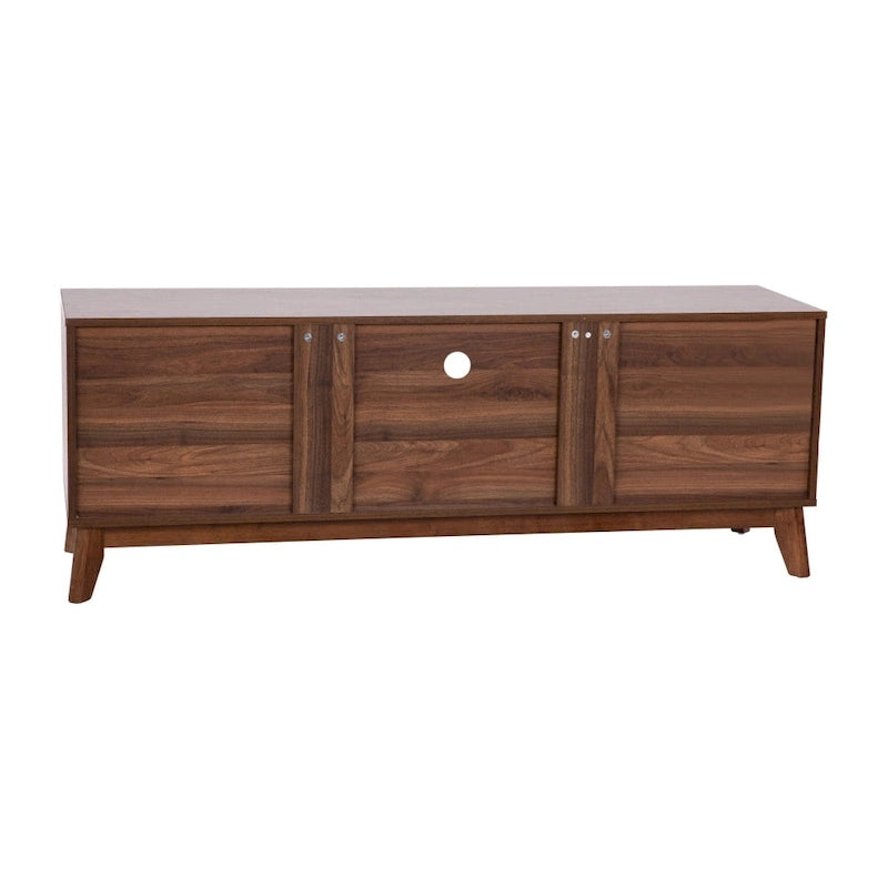 Mid-Century Modern TV Stand with Storage Cabinets and Adjustable Shelf