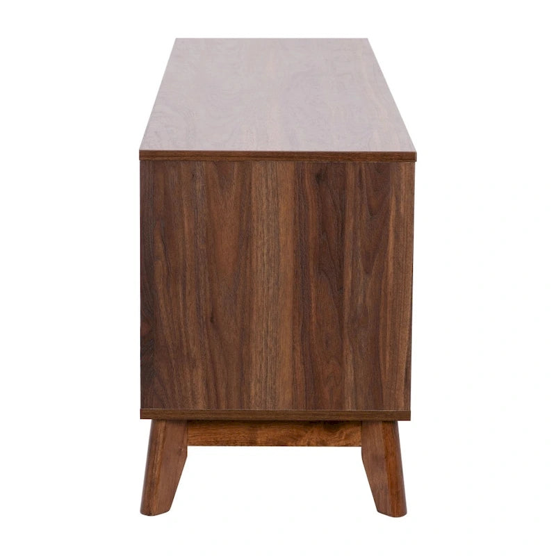 Mid-Century Modern TV Stand with Storage Cabinets and Adjustable Shelf