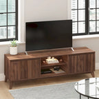 Mid-Century Modern TV Stand with Storage Cabinets and Adjustable Shelf