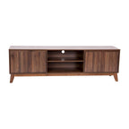 Mid-Century Modern TV Stand with Storage Cabinets and Adjustable Shelf