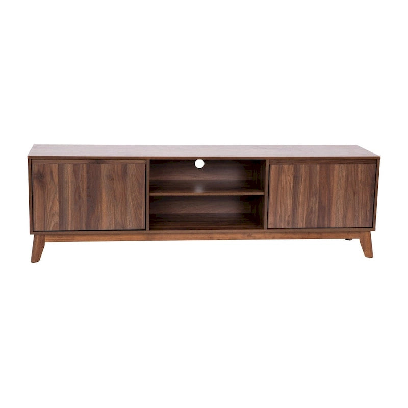 Mid-Century Modern TV Stand with Storage Cabinets and Adjustable Shelf