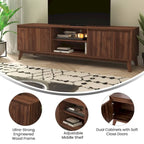Mid-Century Modern TV Stand with Storage Cabinets and Adjustable Shelf