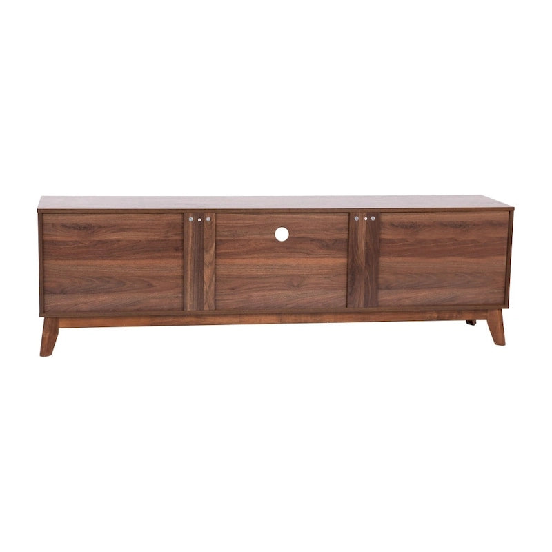 Mid-Century Modern TV Stand with Storage Cabinets and Adjustable Shelf