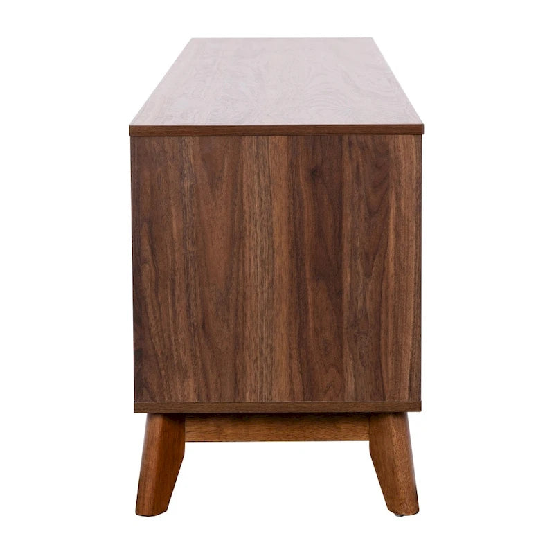 Mid-Century Modern TV Stand with Storage Cabinets and Adjustable Shelf