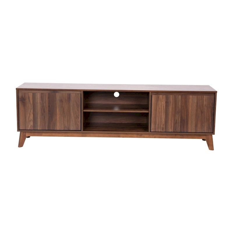 Mid-Century Modern TV Stand with Storage Cabinets and Adjustable Shelf