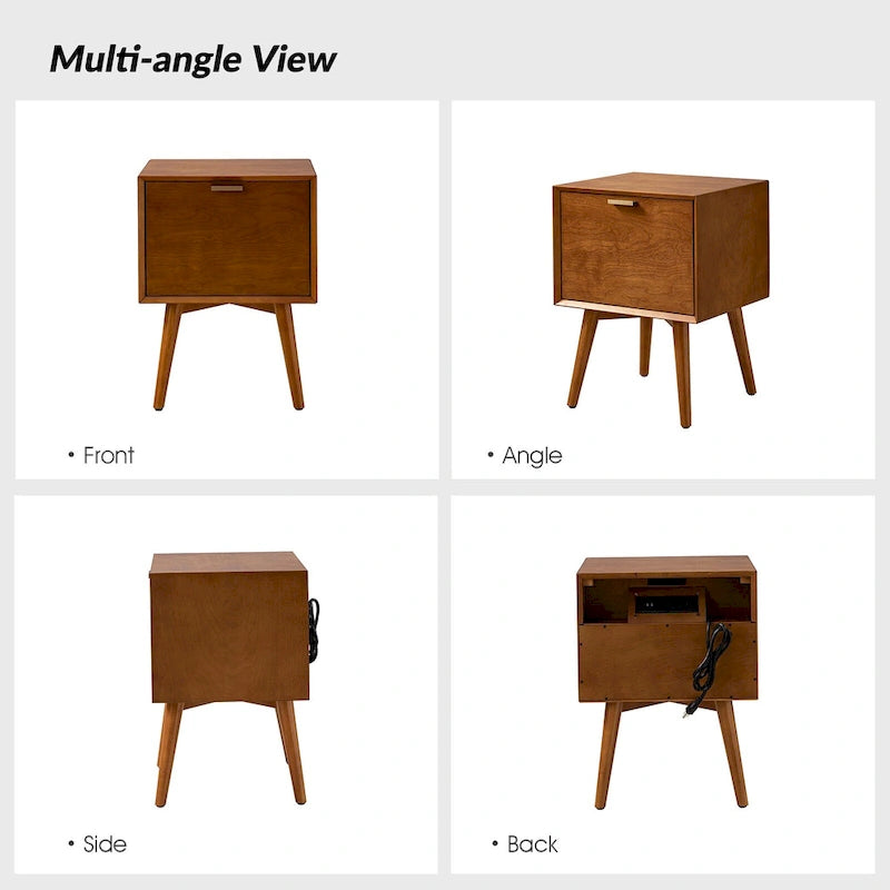 2-Drawer Nightstand with Charging Station