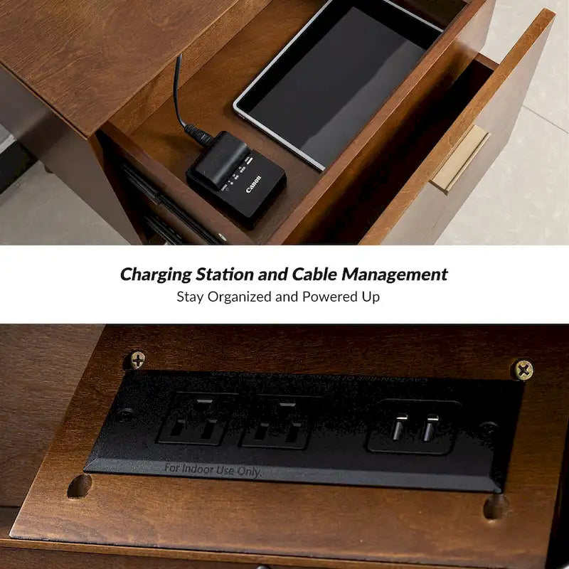 2-Drawer Nightstand with Charging Station