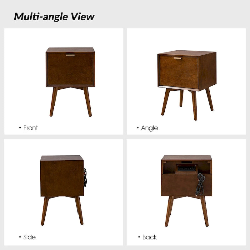2-Drawer Nightstand with Charging Station