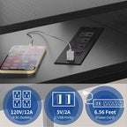 L-Shaped Desk with Monitor Stand, Charging Station and LED Light Strip