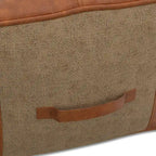 Boho Round Leather and Jute Pouf in Tan