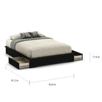 Queen Platform Bed Frame with 2 Storage Drawers – Black
