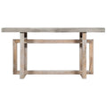 59 Inch Farmhouse Console Table with Geometric Base, Brown