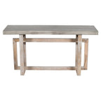 59 Inch Farmhouse Console Table with Geometric Base, Brown