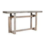 59 Inch Farmhouse Console Table with Geometric Base, Brown
