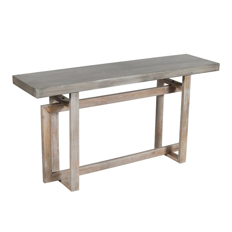 59 Inch Farmhouse Console Table with Geometric Base, Brown