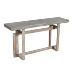 59 Inch Farmhouse Console Table with Geometric Base, Brown