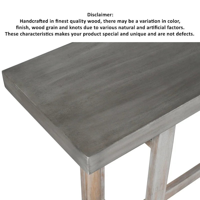 59 Inch Farmhouse Console Table with Geometric Base, Brown