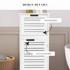 Miami White Bathroom Linen Storage Cabinet Vented Door and Drawer - 14.7L x 11.13W x 32.12H