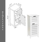 Miami White Bathroom Linen Storage Cabinet Vented Door and Drawer - 14.7L x 11.13W x 32.12H