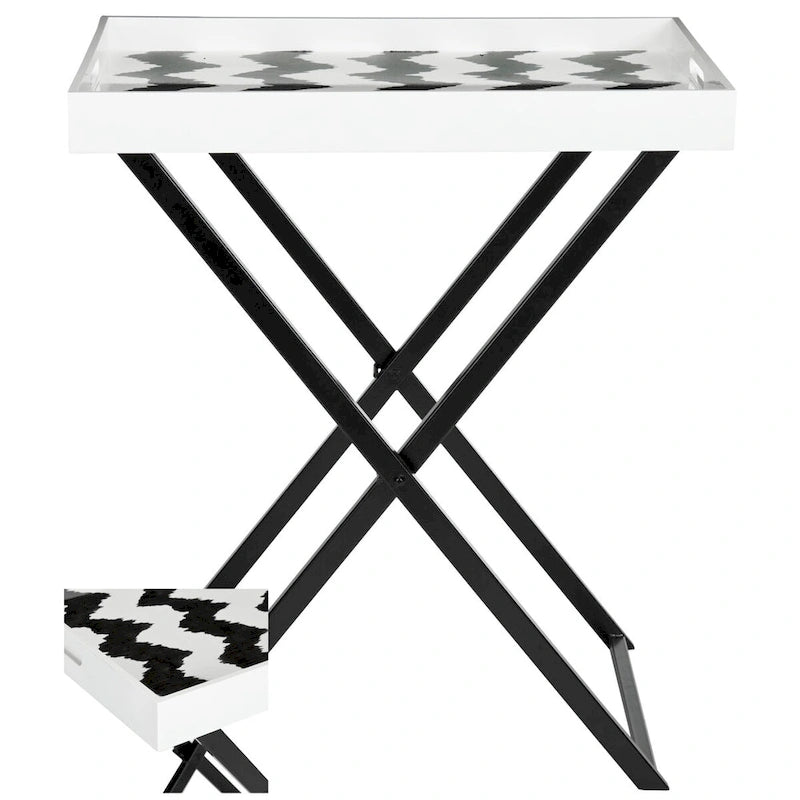 Lacquer Tray Table with Metal Base - 28W x 18D x 32H
