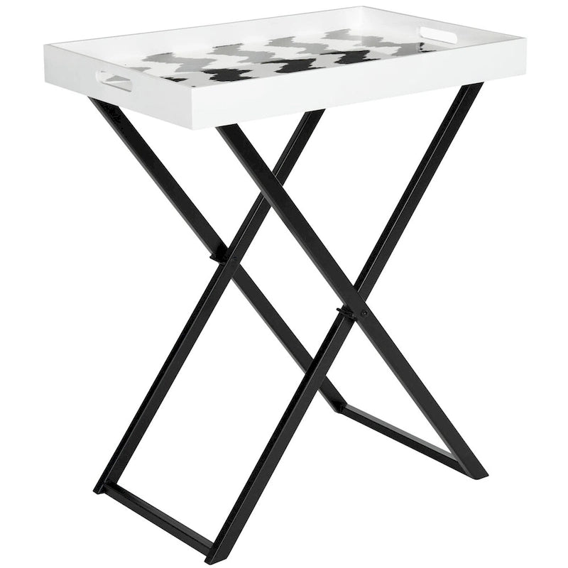 Lacquer Tray Table with Metal Base - 28W x 18D x 32H