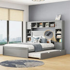 Queen Size Platform Bed with Storage Drawers, Headboard Shelves, and Built-In Outlets