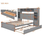 Queen Size Platform Bed with Storage Drawers, Headboard Shelves, and Built-In Outlets