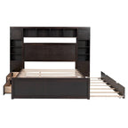 Queen Size Platform Bed with Storage Drawers, Headboard Shelves, and Built-In Outlets