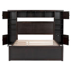 Queen Size Platform Bed with Storage Drawers, Headboard Shelves, and Built-In Outlets