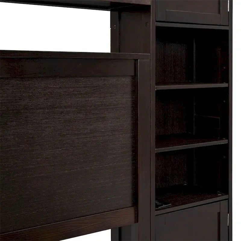 Queen Size Platform Bed with Storage Drawers, Headboard Shelves, and Built-In Outlets