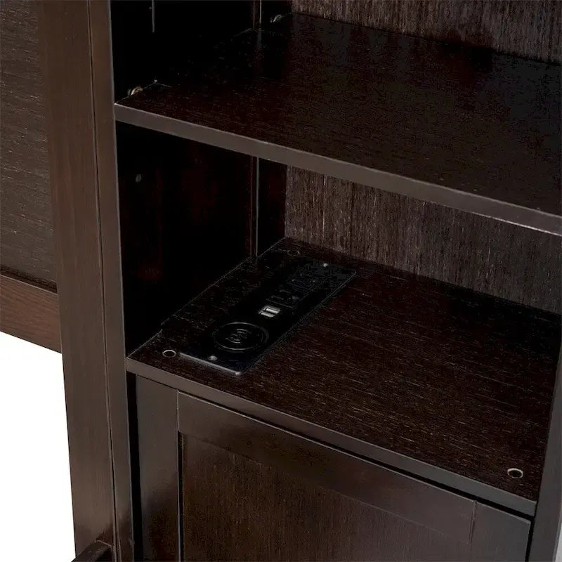 Queen Size Platform Bed with Storage Drawers, Headboard Shelves, and Built-In Outlets